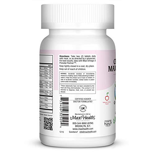 Maxi-Health Chewable Prenatal Vitamin - Over 25 Essential Vitamins and Minerals - Doctor Formulated Maxi Health