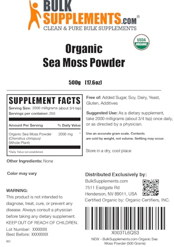 BULKSUPPLEMENTS.COM Organic Irish Sea Moss Powder - Sea Moss Supplement, Irish - AB Mystery