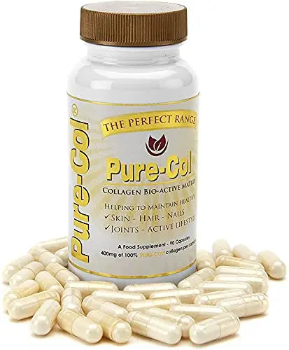 Pure-COL Collagen 90 Capsules 400mg Bio-Active Matrix High Strength Collagen Tablets