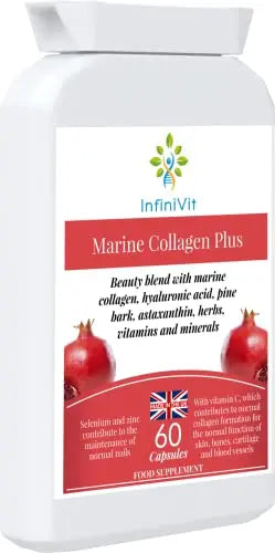 nfiniVit Marine Collagen Plus Blend Capsules - Hair Growth Enhancer with Enriched Vitamin C and Vitamin E - AB Mystery