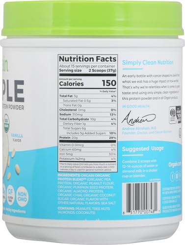 Orgain Organic Simple Vegan Protein Powder, Vanilla - 20g Plant Based Protein - AB Mystery