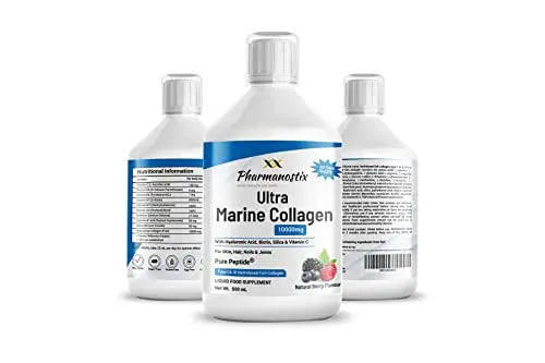 Marine Collagen Liquid 10000mg Sugar Free Berry Flavour, Hydrolysed Peptides, Hyaluronic Acid, Biotin, Silica, Vitamin C, Healthy Skin - AB Mystery