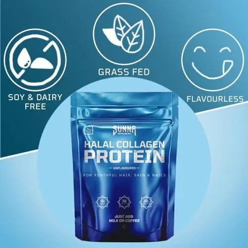 SUNNA SUPPLEMENTS - Halal Bovine Collagen Protein Powder for Hair, Skin, Nails and Joints SUNNA SUPPLEMENTS