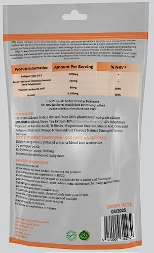 AHS Super Flavoured (Mango & Passionfruit) Collagen Powder 7000MG Per Scoop with Green Tea Extract - AB Mystery