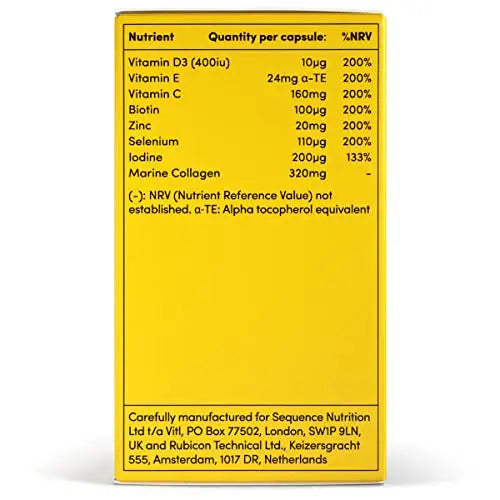 VITL Hair, Skin & Nails + Collagen, A dose of Classic Complexion Heroes Such as Collagen, Vitamin E, Biotin and Zinc | 30 Capsules - AB Mystery