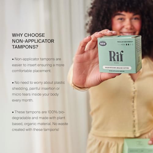 Rif Care Organic Cotton Non Applicator Tampons Regular Absorbency 18 Count - AB Mystery