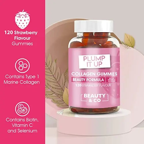 Beauty & Co Collagen Gummies by - 120 Marine Collagen Gummies with Biotin, Vitamin C & Selenium (120) Beauty & Co