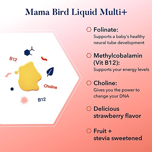 Best Nest Wellness Mama Bird Liquid Prenatal Vitamin, Methylated Prenatal Vitamins Best Nest Wellness