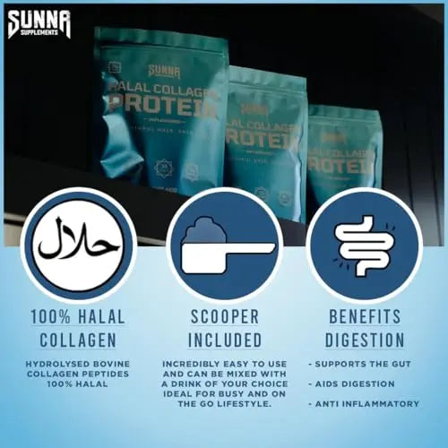 SUNNA SUPPLEMENTS - Halal Bovine Collagen Protein Powder for Hair, Skin, Nails and Joints SUNNA SUPPLEMENTS