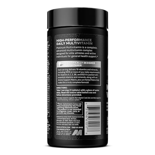MuscleTech Platinum Multivitamin for Immune Support 18 Vitamins & Minerals Vitamins A - AB Mystery