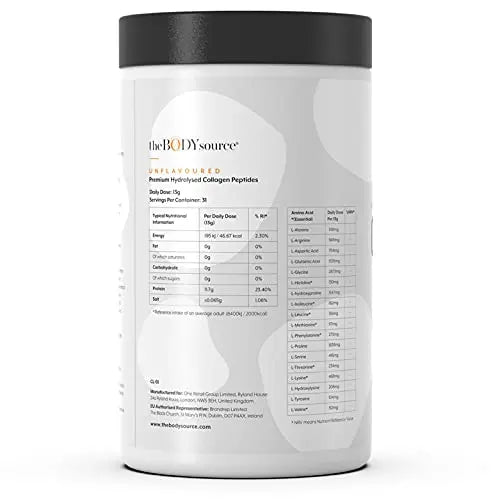 The Body Source Premium Hydrolysed Collagen Powder – 400g Unflavoured Bovine Collagen - AB Mystery