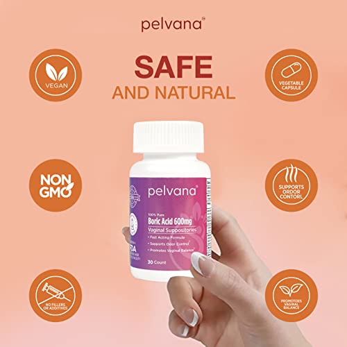 Pelvana Boric Acid Suppositories for Women 30 - for Vaginal pH Balance, Odor Control, Itching, & Discharge - AB Mystery