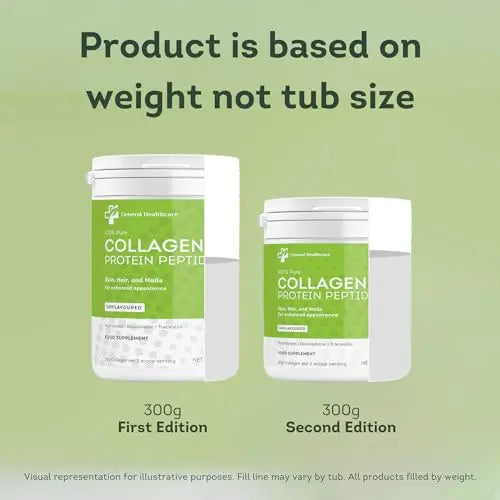 100% Pure Collagen Powder Protein Peptides - General Healthcare 300g Supplement General Healthcare