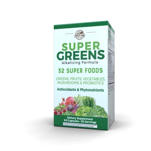 COUNTRY FARMS Super Greens Vegicaps, 32 Super Foods, Whole Food Supplement - AB Mystery