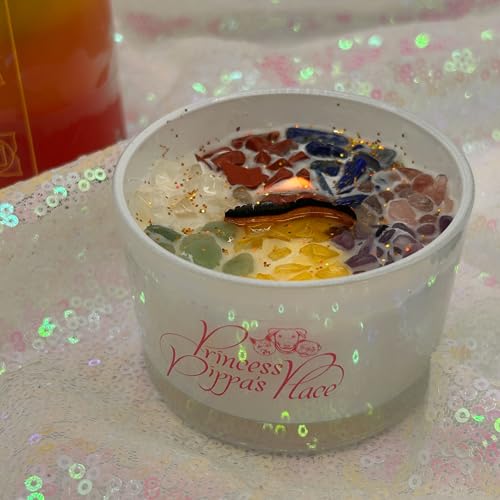 Princess Pippa's Place Healing Candles with Crystals Inside- Natural Soy Wax 7 Stones Crystal Candle Jar - AB Mystery
