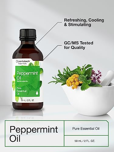 Horbaach Peppermint Oil | 2 fl oz | Pure Essential Spray | for Massage, Bath & Diffusers | Non-GMO - AB Mystery