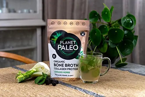 Planet Paleo Organic Bone Broth - Cooling Herbs (450g, 50 Servings) Organic, Grass Fed, High Protein - AB Mystery