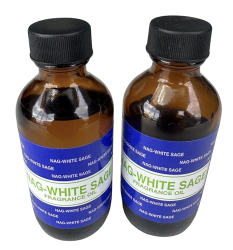 Premium Fragrance Oil 2 Bottles Nag-Musk or Nag-White Sage, 2 Ounces Each in a Glass Bottle - AB Mystery
