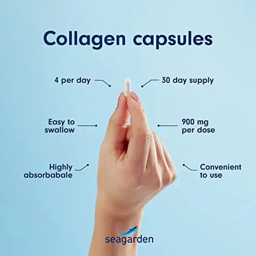 Seagarden Marine Collagen Capsules + Vitamin C | Collagen Peptides (Type I & III) - AB Mystery