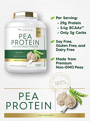 Carlyle Pea Protein Powder with BCAA'S 7lb | Unflavored | 29G Protein | Non-GMO, Gluten - AB Mystery