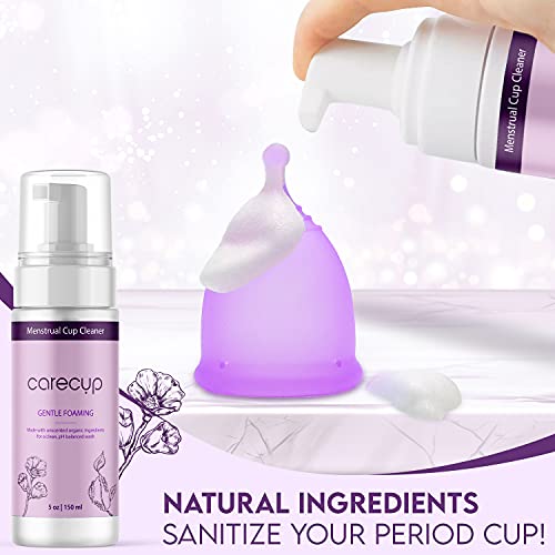CareCup Menstrual Cup Cleaner - Unscented Foaming Sterilizer Wash for Silicone Period discs - Wipes Clean - AB Mystery