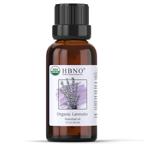 HBNO Organic Lavender Essential Oil - 1 oz (30ml) Value Size - USDA Certified Organic Lavender