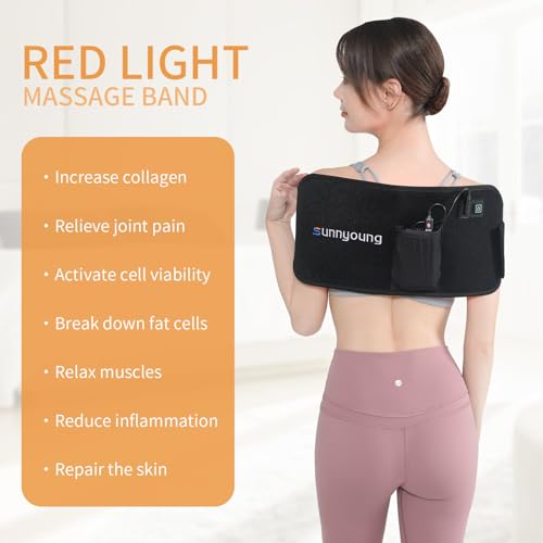 SUNNYOUNG Red Light Therapy Belt, Infrared Light Therapy Wrap Muscle Relaxing Belt with 120 LED Lights - AB Mystery