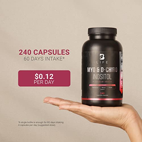 Myo-Inositol & D-Chiro Inositol by B Life - 240 Capsules | Made in USA | 40:1 Ratio - AB Mystery