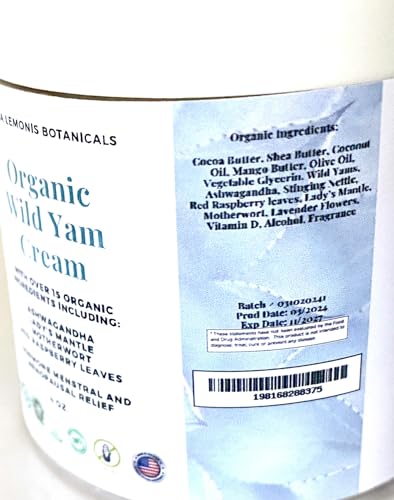 Organic Wild Yam Cream 15 Vitamins & Herbs Hormonal PCOS Menopause Period relief - AB Mystery