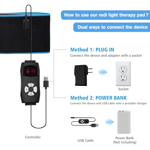 Red Light Therapy Near Infrared Light Therapy Wrap Belt for Body with Timer for Waist Back Shoulder - AB Mystery