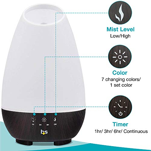 HealthSmart Essential Oil Diffuser, Cool Mist Humidifier and Aromatherapy Diffuser, FSA HSA Eligible with 500ML - AB Mystery