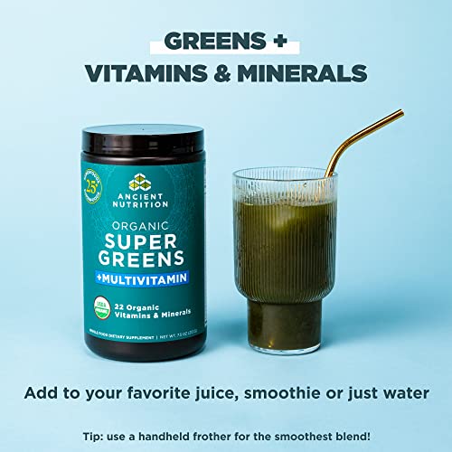Ancient Nutrition Organic SuperGreens and Multivitamin Powder with Probiotics - AB Mystery
