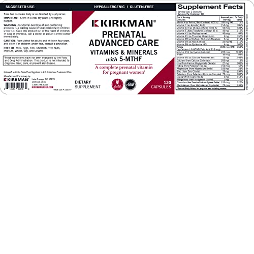 Prenatal Advanced Care, 120 Capsules, Kirkman Labs Kirkman