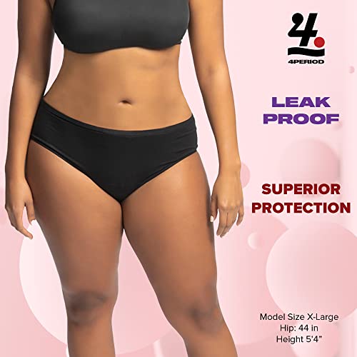 4period High Absorbency for Heavy Flow Period Panties; Leakproof, for Teens and Women (3 Black, X-Large) - AB Mystery