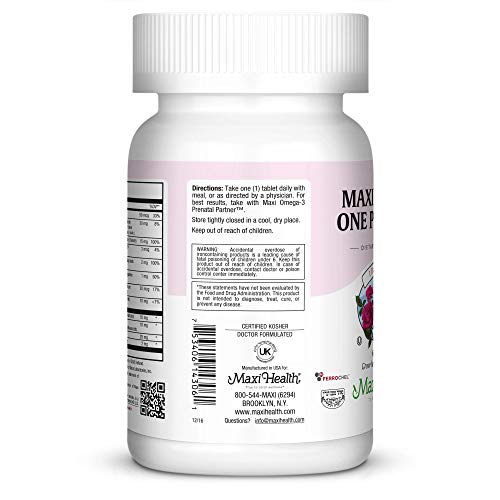 Maxi Health One Prenatal - Womens Prenatal Vitamins with Iron - Enhanced Absorption Maxi Health