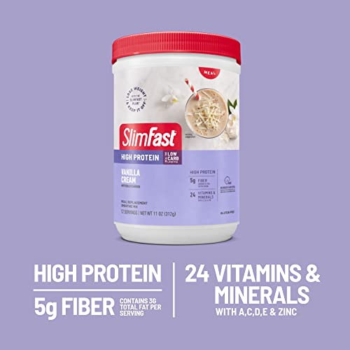 SlimFast Meal Replacement Smoothie Mix, 24 Servings, High Protein, Vanilla Cream, 20g - AB Mystery