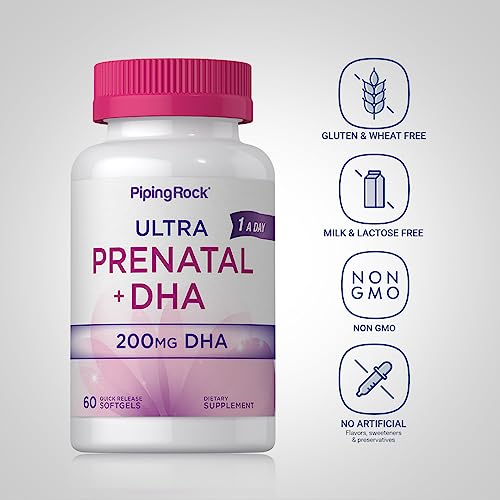 Prenatal Vitamins for Women | 60 Softgels | with DHA and Iron | Multivitamin Piping Rock