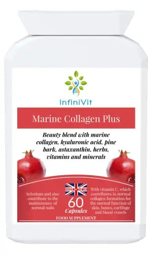 nfiniVit Marine Collagen Plus Blend Capsules - Hair Growth Enhancer with Enriched Vitamin C and Vitamin E 