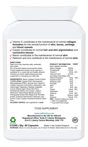 nfiniVit Marine Collagen Plus Blend Capsules - Hair Growth Enhancer with Enriched Vitamin C and Vitamin E - AB Mystery