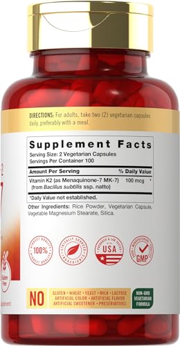 Carlyle Vitamin K2 MK7 100mcg | 200 Vegan Capsules | Menaquinone-7 Supplement - AB Mystery