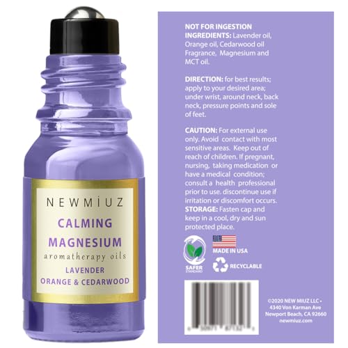 Calm Magnesium Roller Lavender Orange Cedarwood Essential Oil Roll On Calming Aromatherapy Self Care - AB Mystery