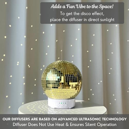 Disco Ball Diffuser Rotating - 300 ML Mirror Ball Oil Diffuser, Essential Oils Diffusers for Home - AB Mystery