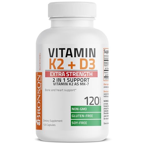 Bronson Vitamin K2 (MK7) with D3 Extra Strength Supplement Bone and Heart Health Non - AB Mystery