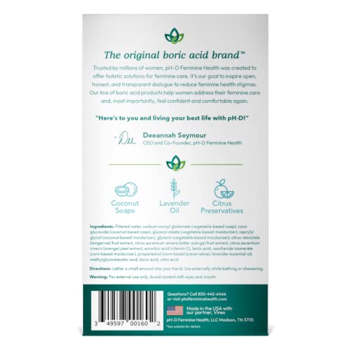 pH-D Feminine Health - Boric Acid Foam Wash - pH-Balanced, Paraben-Free, and Plant-based - AB Mystery