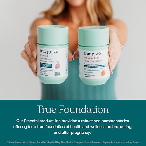 True Grace Prenatal Multivitamin - 60 Vegan Tablets - Supports a Healthy Mom & Baby True Grace