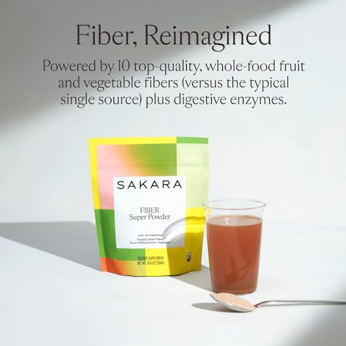 SAKARA Fiber Super Powder - Pineapple Flavor Prebiotic Fiber Powder, High Fiber - AB Mystery