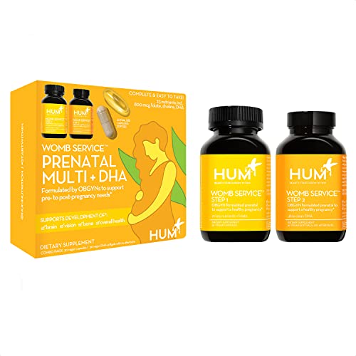 HUM Womb Service Prenatal & Postnatal Vitamins Combo Pack - OBGYN Formulated Vegan Prenatal HUM