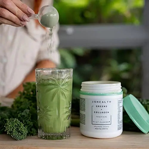JSHealth Super Greens Powder - Greens & Collagen Powder - Superfood Powder with Marine Collagen Peptides - AB Mystery