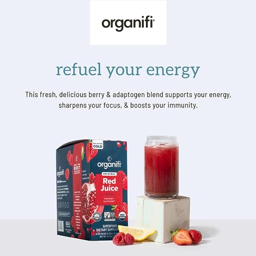 Organifi Red Juice - Vegan Energy Powder - Berry-Flavored Adaptogen Drink - Caffeine - AB Mystery