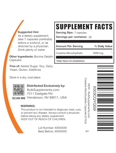 BULKSUPPLEMENTS.COM Creatine Monohydrate Capsules - Micronized Creatine Monohy - AB Mystery